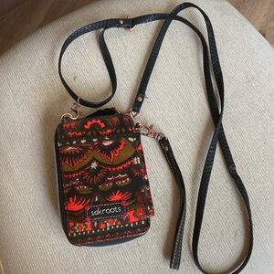 Sakroots crossbody mini Cell Phone/wallet ca Case w/ long adjustable strap